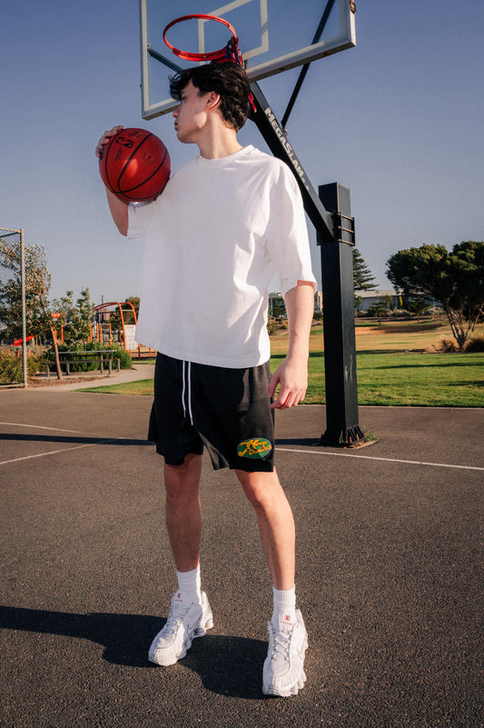 Black Retro Mesh Shorts