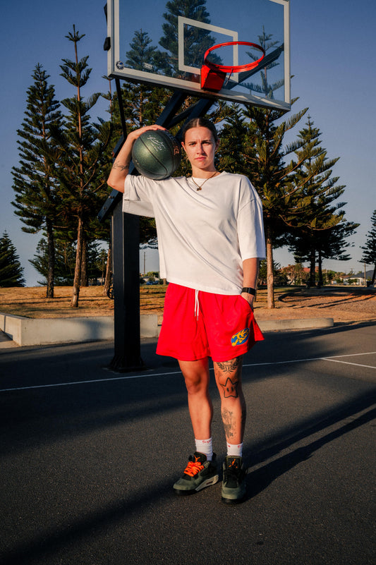 Red Retro Mesh Shorts
