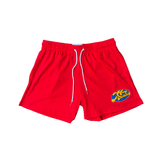 Red Retro Mesh Shorts